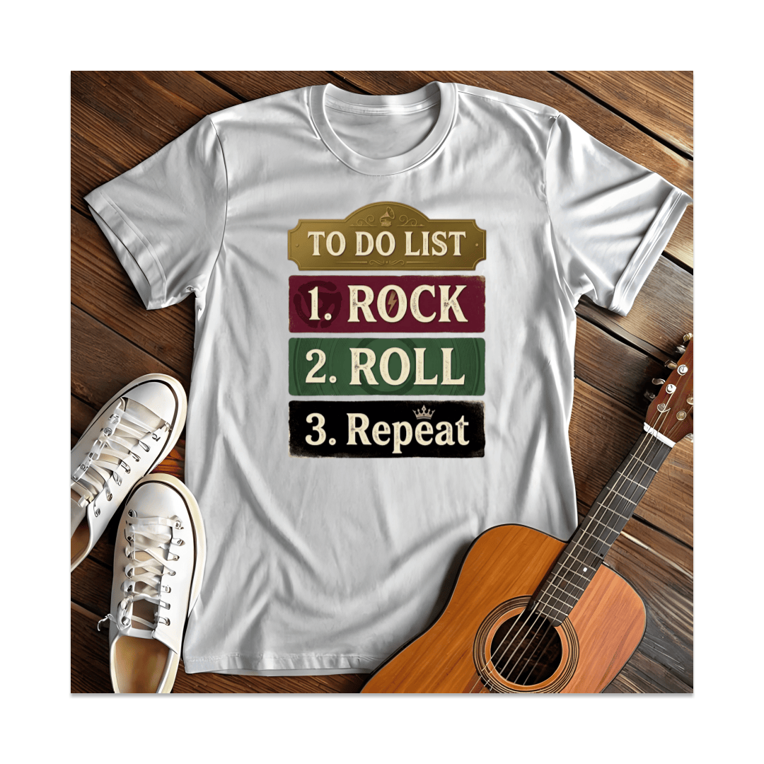 Printify T-Shirt White / S Rock and Roll To-Do List T-Shirt