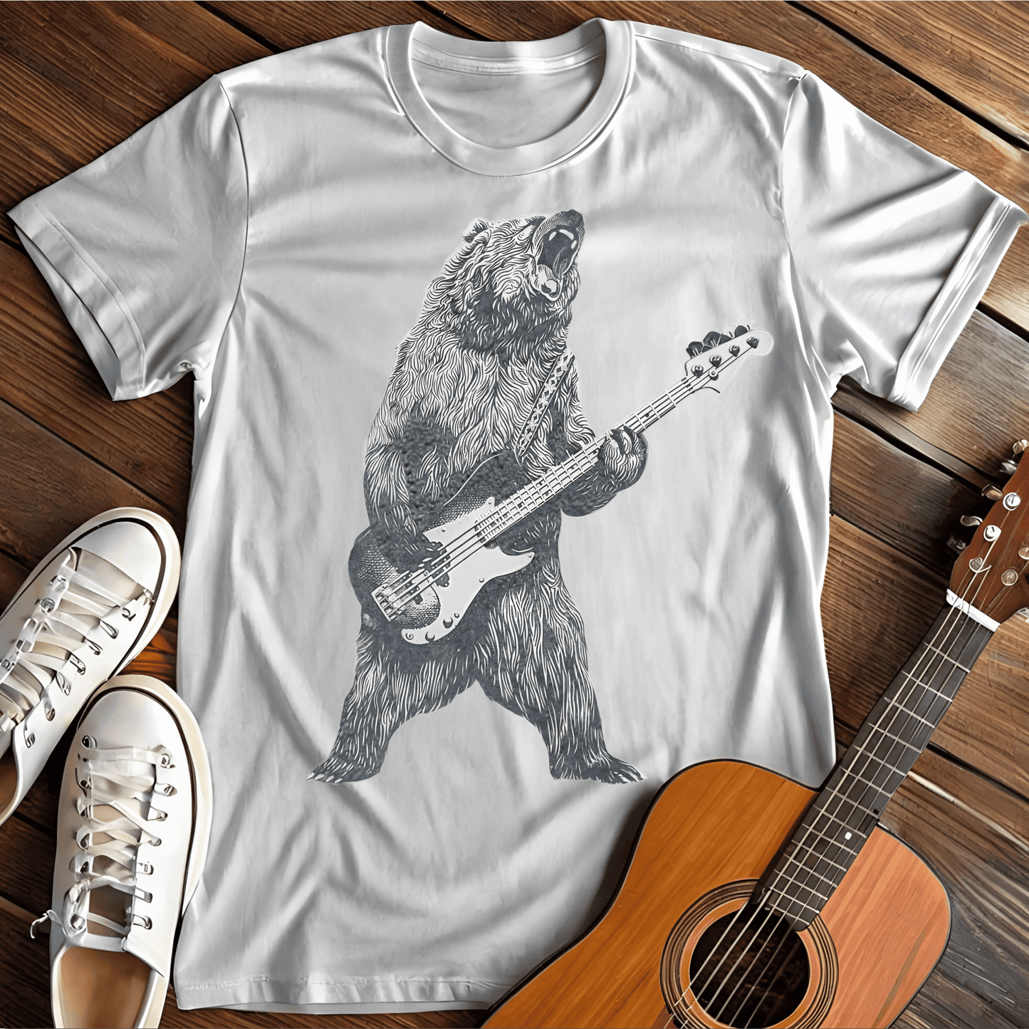 Printify T-Shirt White / S Rock Bear Tee