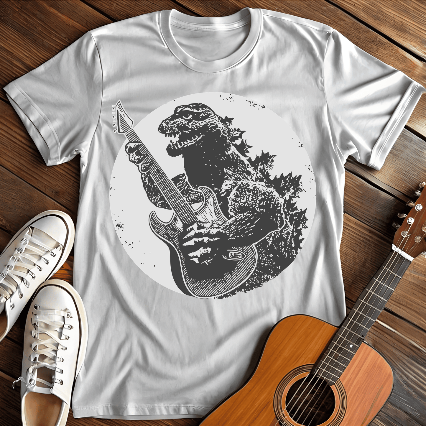 Printify T-Shirt White / S Rock Godzilla Tee