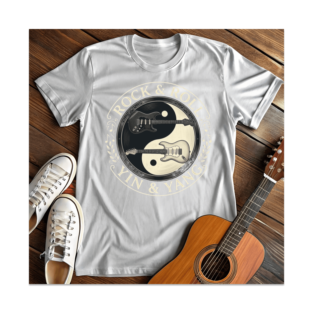 Printify T-Shirt White / S Rock & Roll Guitar Yin Yang T-Shirt