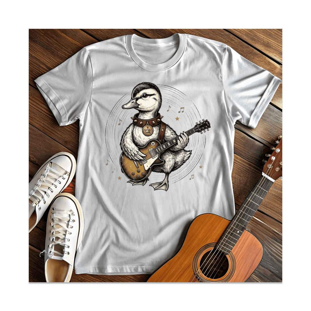 Printify T-Shirt White / S Rocker Duck Guitar T-Shirt