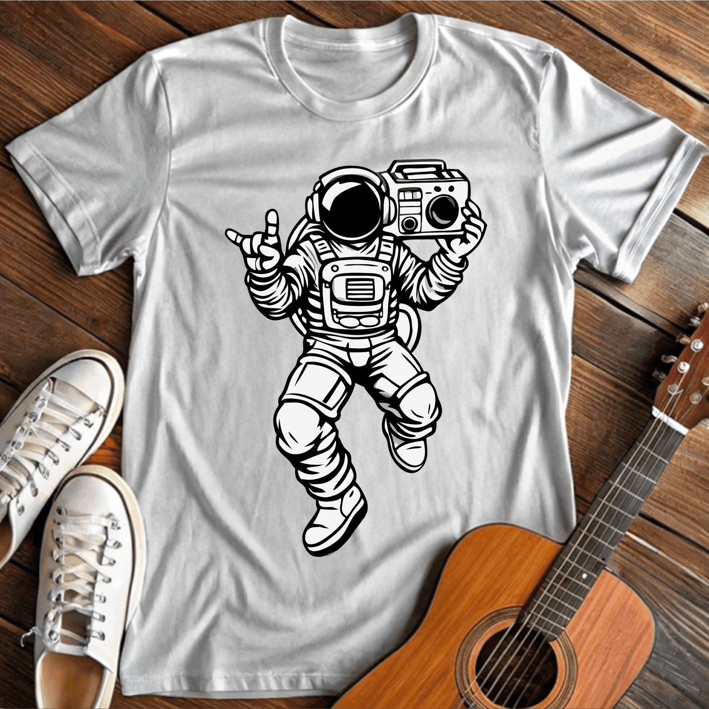 Printify T-Shirt White / S Rocking Astronaut Tee