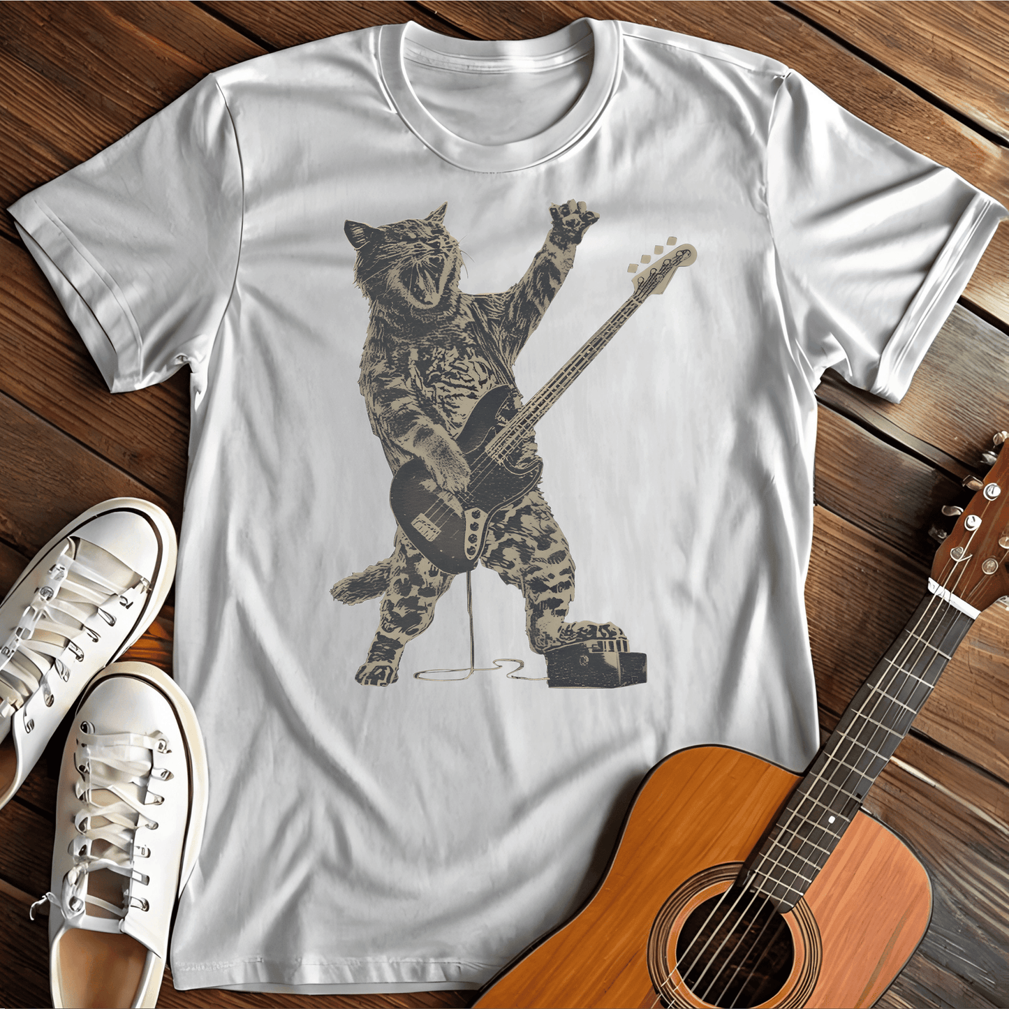 ⭐️⭐️⭐️⭐️⭐️ T-Shirt White / S Rocking Cat T-Shirt