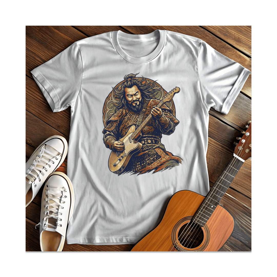 Printify T-Shirt White / S Samurai Electric Guitar Player T-Shirt