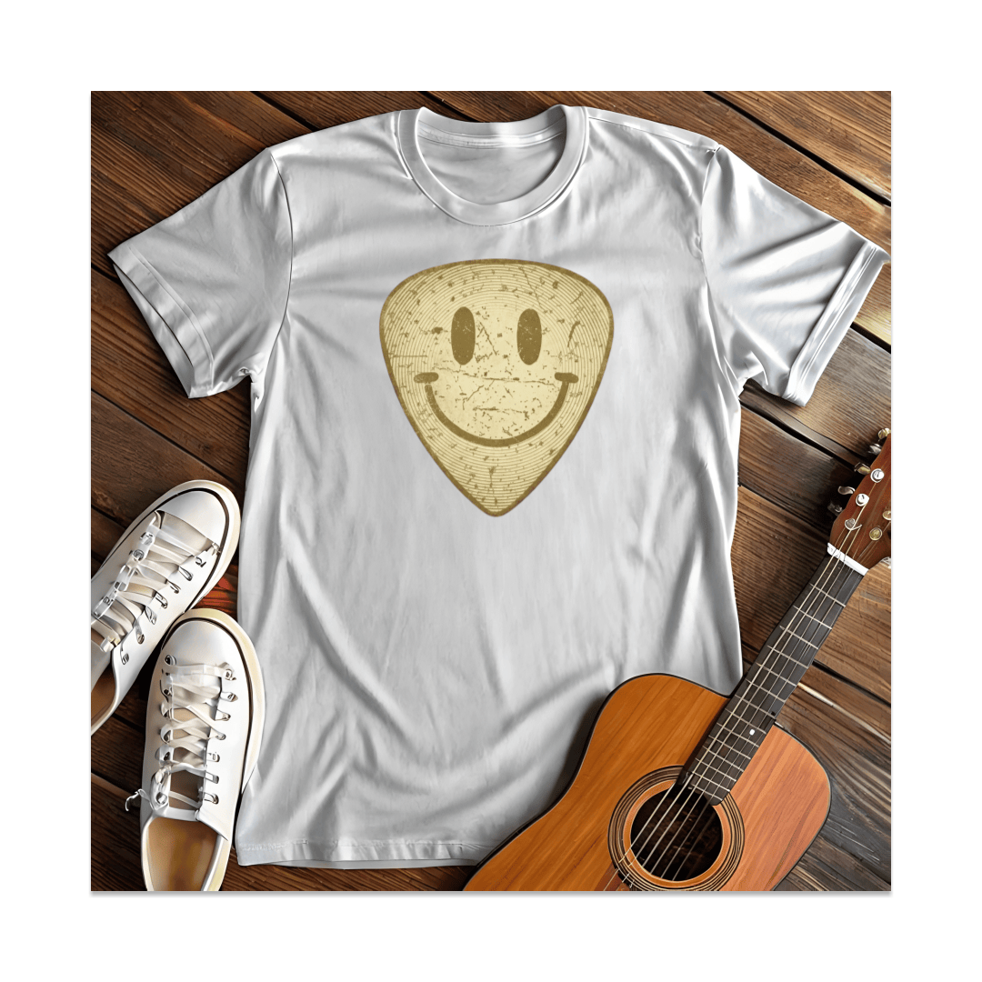 Printify T-Shirt White / S Smiley Guitar Pick T-Shirt