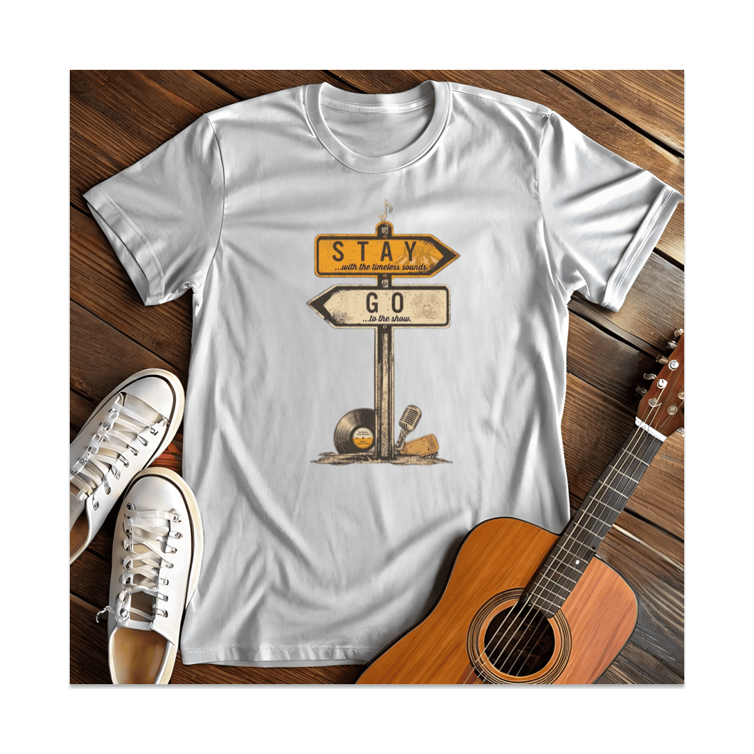 Printify T-Shirt White / S Stay Or Go Signpost T-Shirt