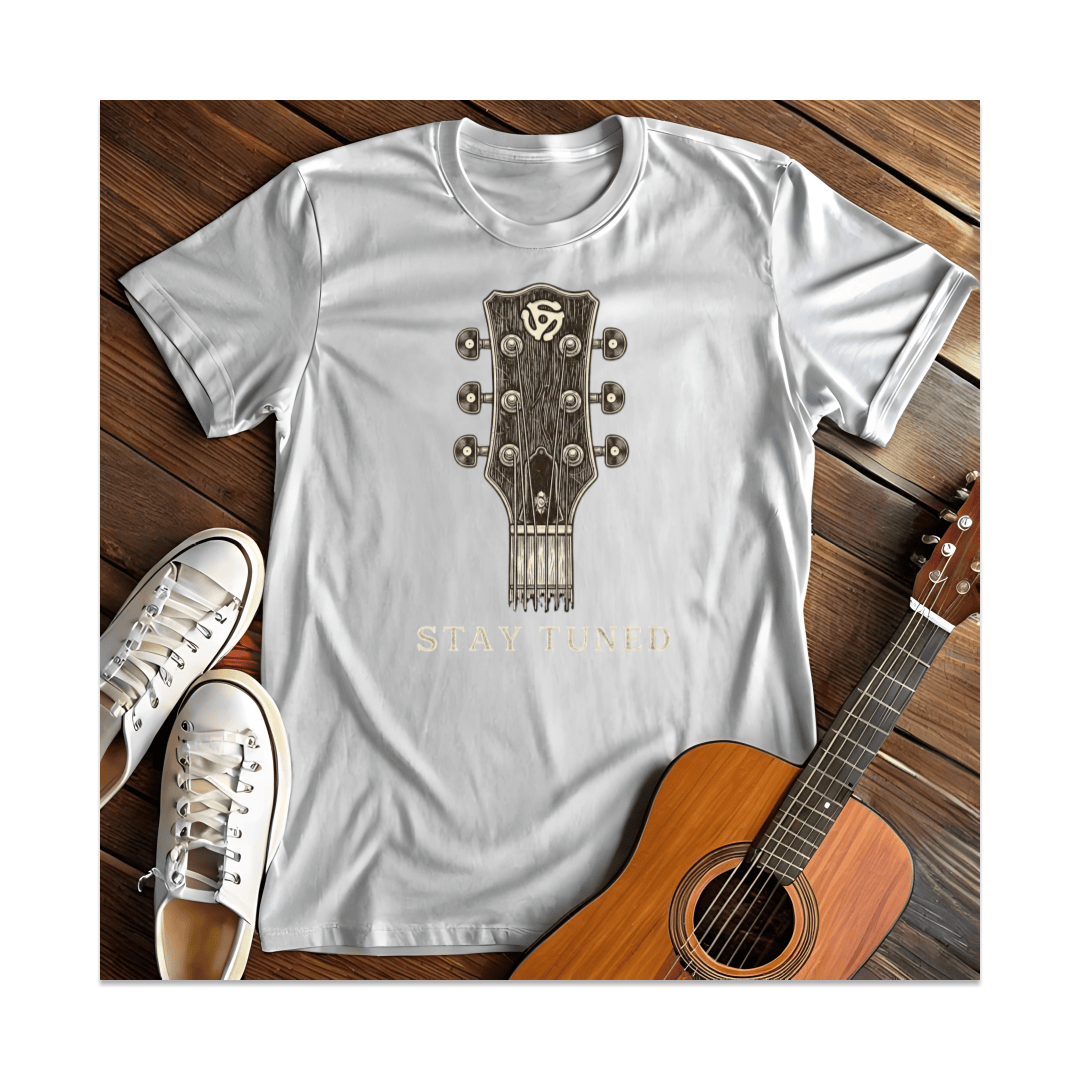 Printify T-Shirt White / S Stay Tuned Guitar Headstock T-Shirt