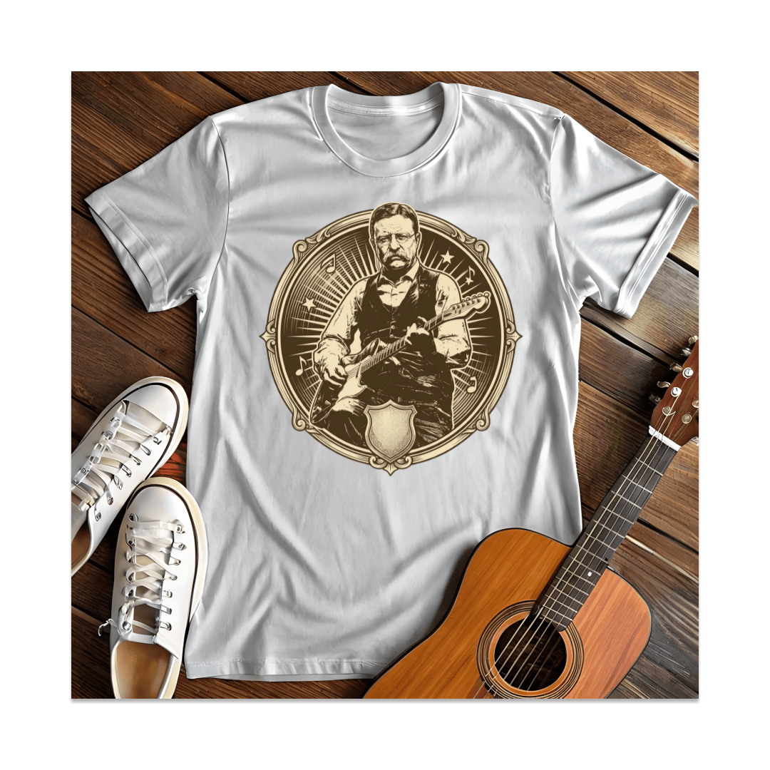 Printify T-Shirt White / S The Rough Rider Electric Guitar Music T-Shirt