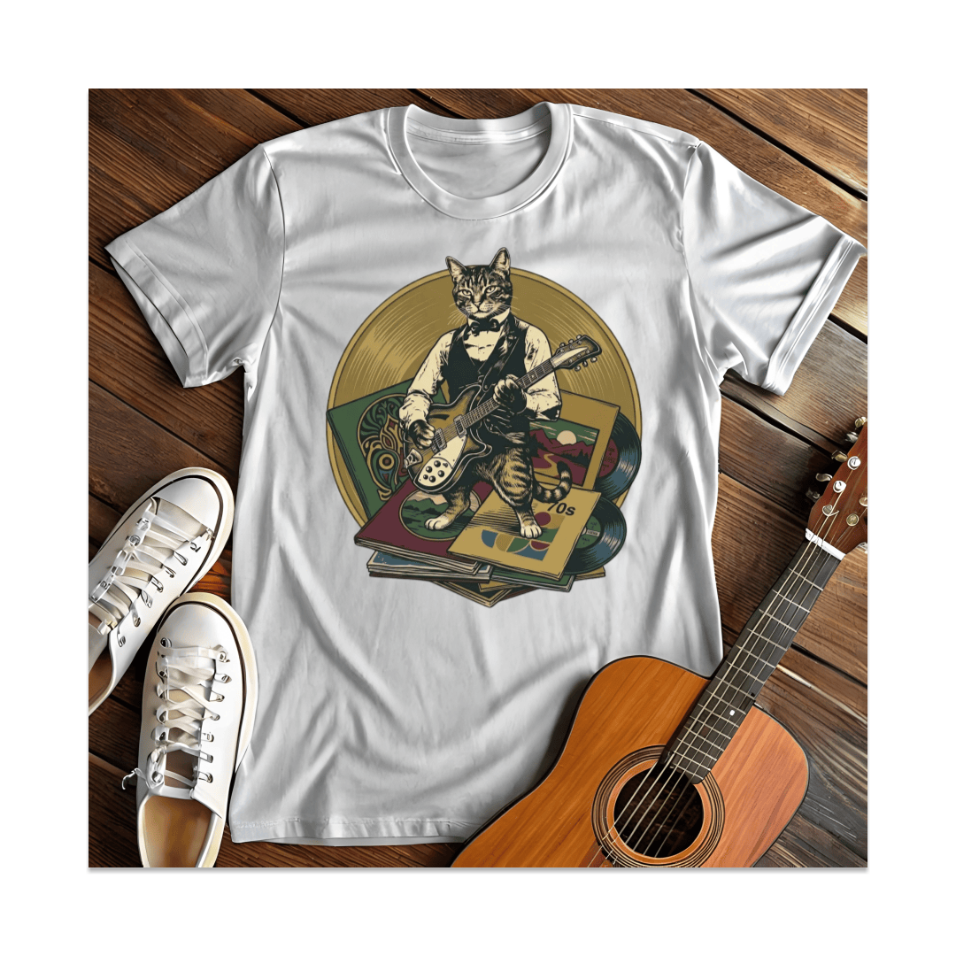 Printify T-Shirt White / S The Vintage Vinyl Cat T-Shirt