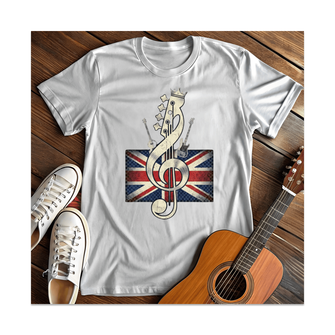 Printify T-Shirt White / S Union Jack Guitar Treble Clef T-Shirt