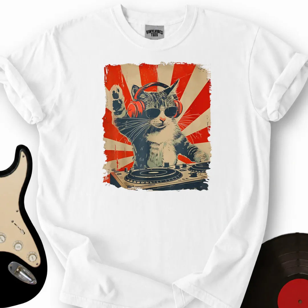 Printify T-Shirt White / S Vibing Cat T-Shirt