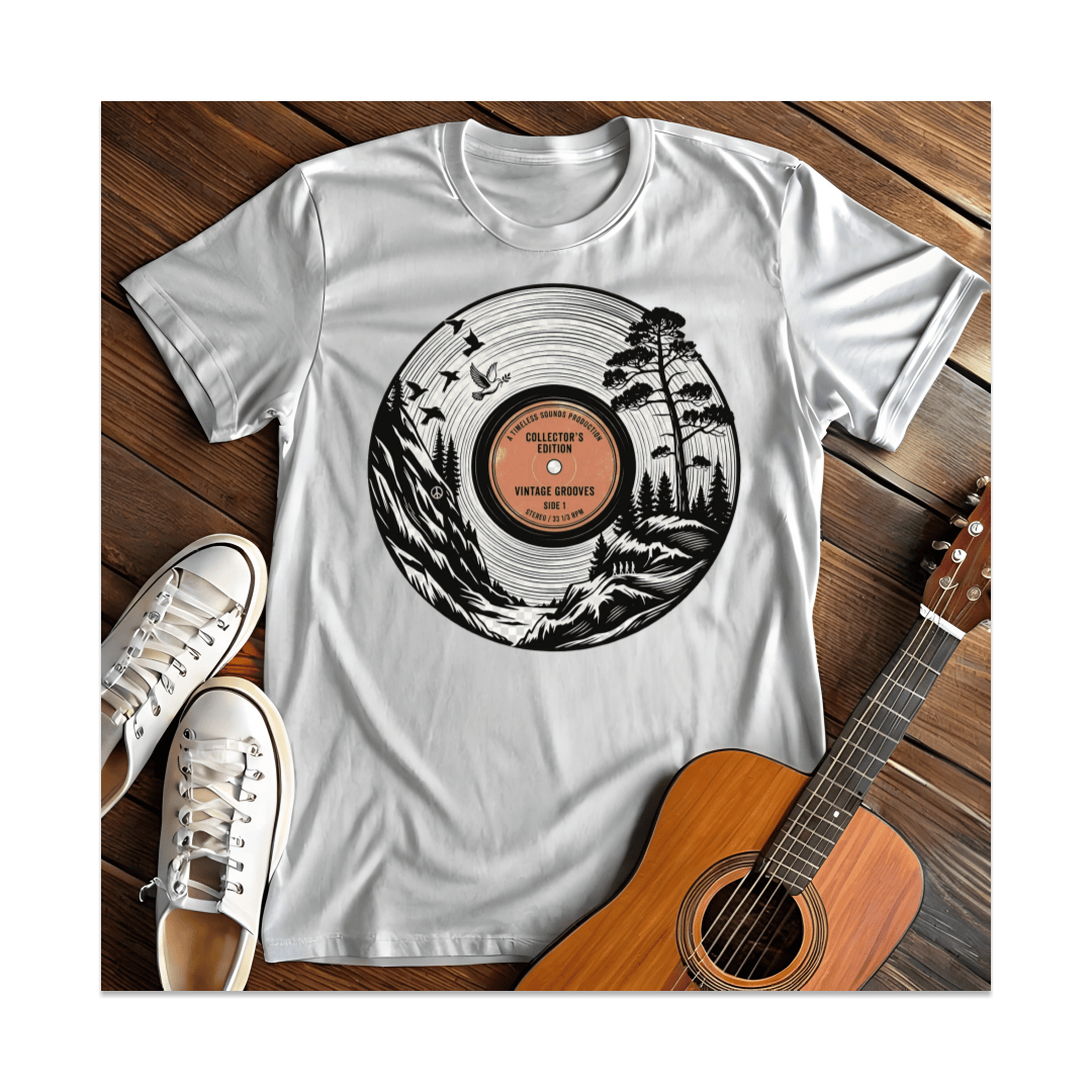 Printify T-Shirt White / S Vintage Grooves Nature Vinyl T-Shirt