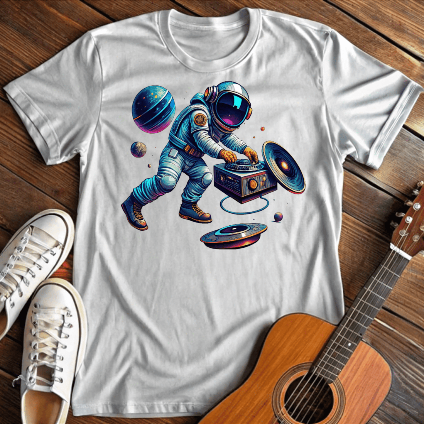 Printify T-Shirt White / S Vinyl Astronaut Tee