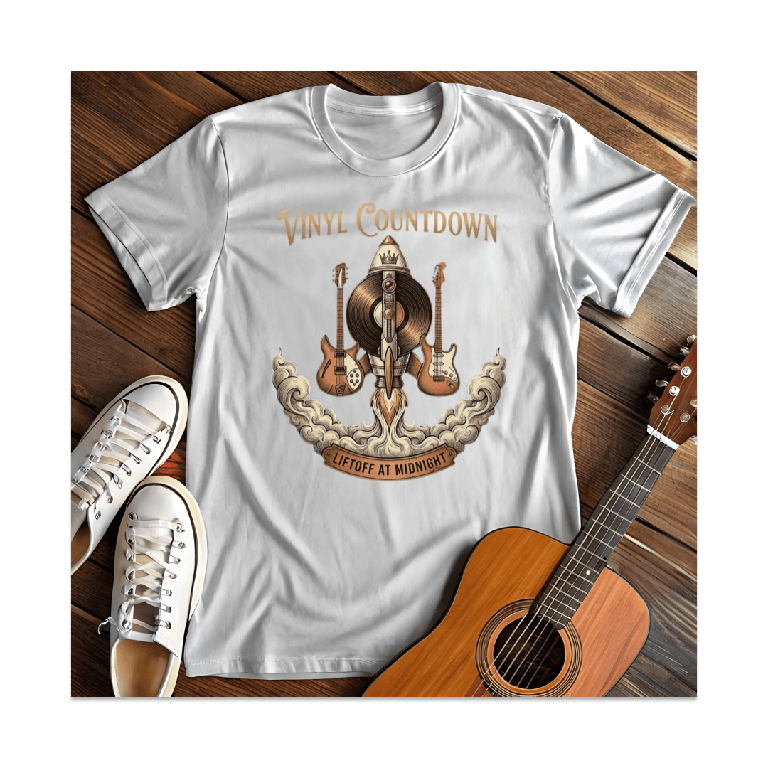 Printify T-Shirt White / S Vinyl Countdown Rocket T-Shirt
