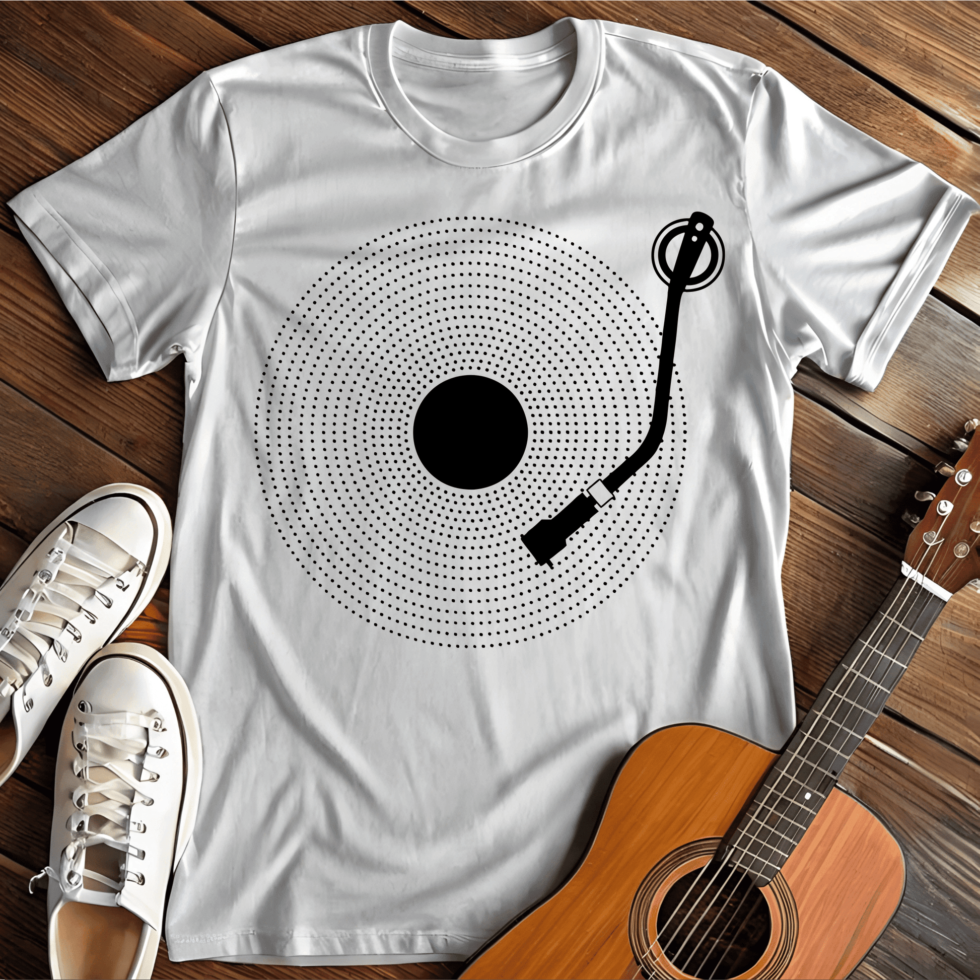 Printify T-Shirt White / S Vinyl Dots Black Tee