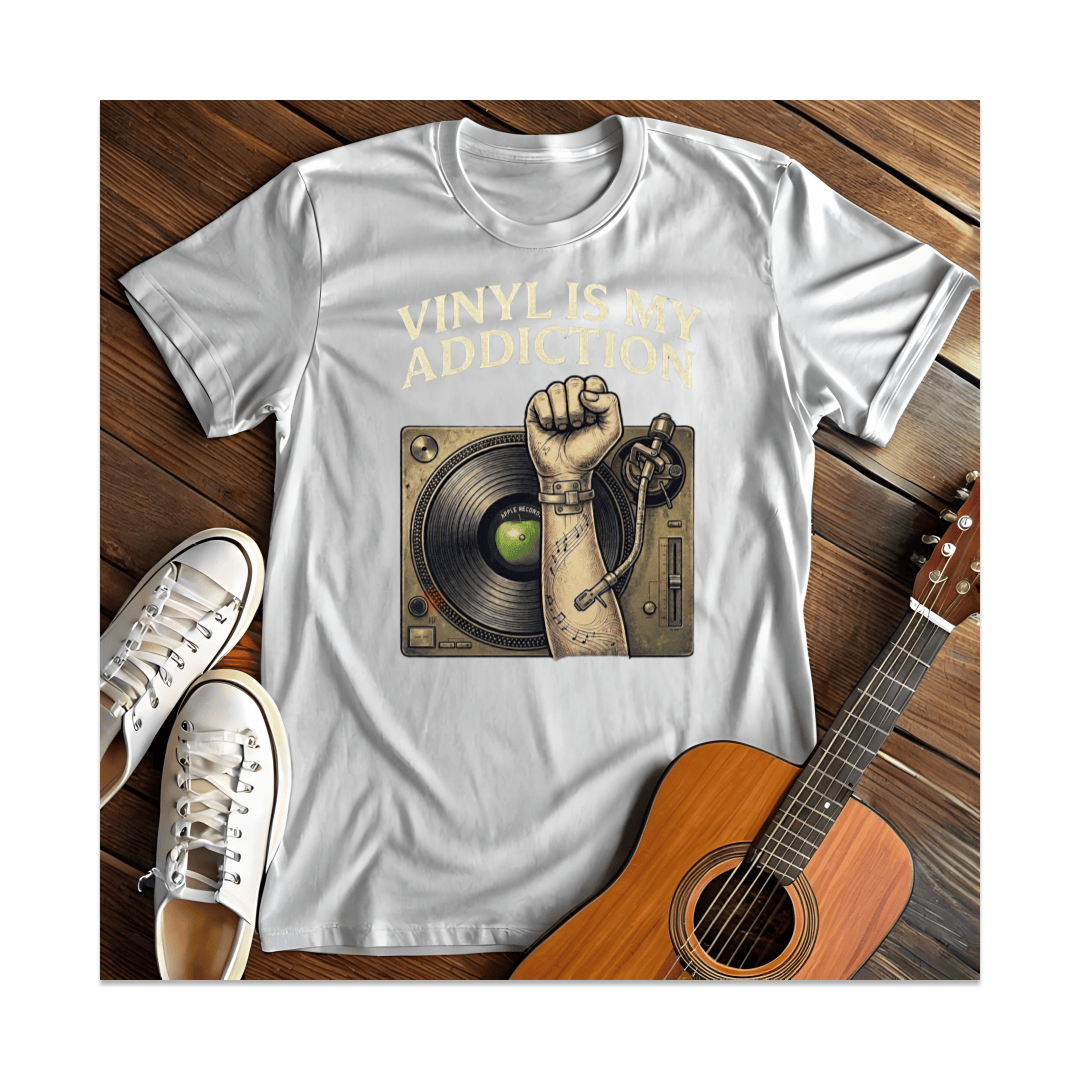 Printify T-Shirt White / S Vinyl Is My Addiction T-Shirt