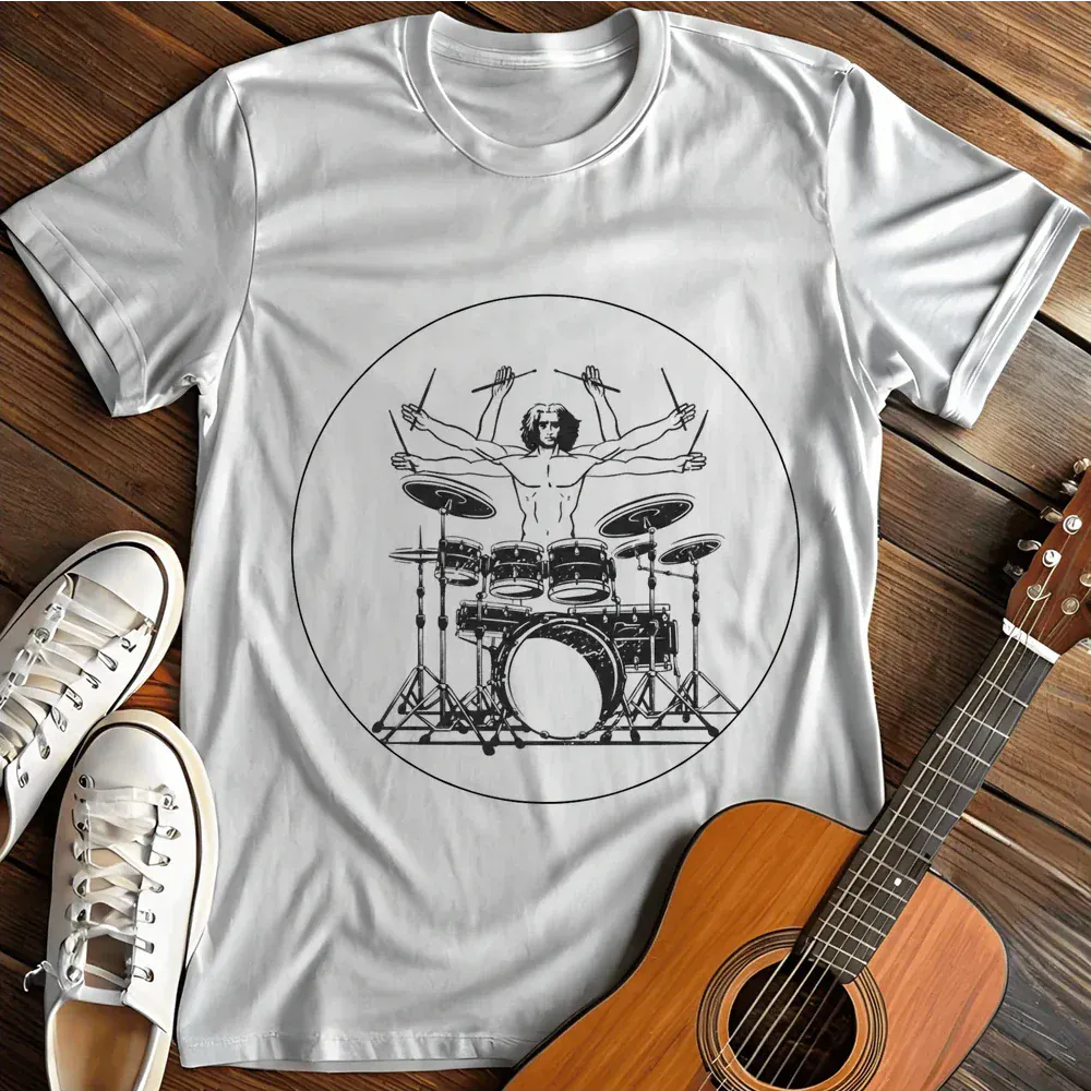 Printify T-Shirt White / S Vitruvian Drummer T Shirt