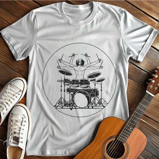 Printify T-Shirt White / S Vitruvian Drummer T Shirt