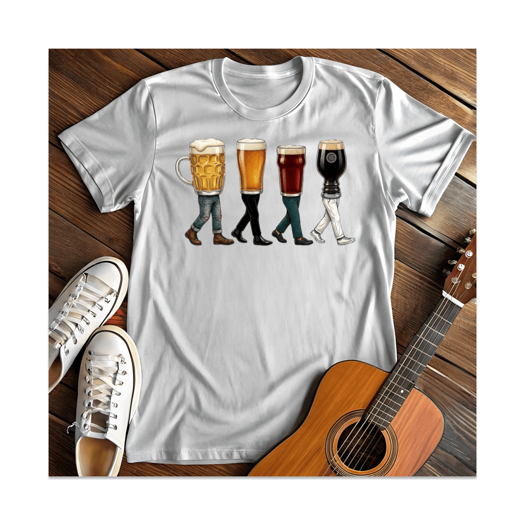 Printify T-Shirt White / S Walking Beer Glasses Parody T-Shirt