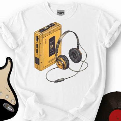 Printify T-Shirt White / S Yellow Walkman T-Shirt